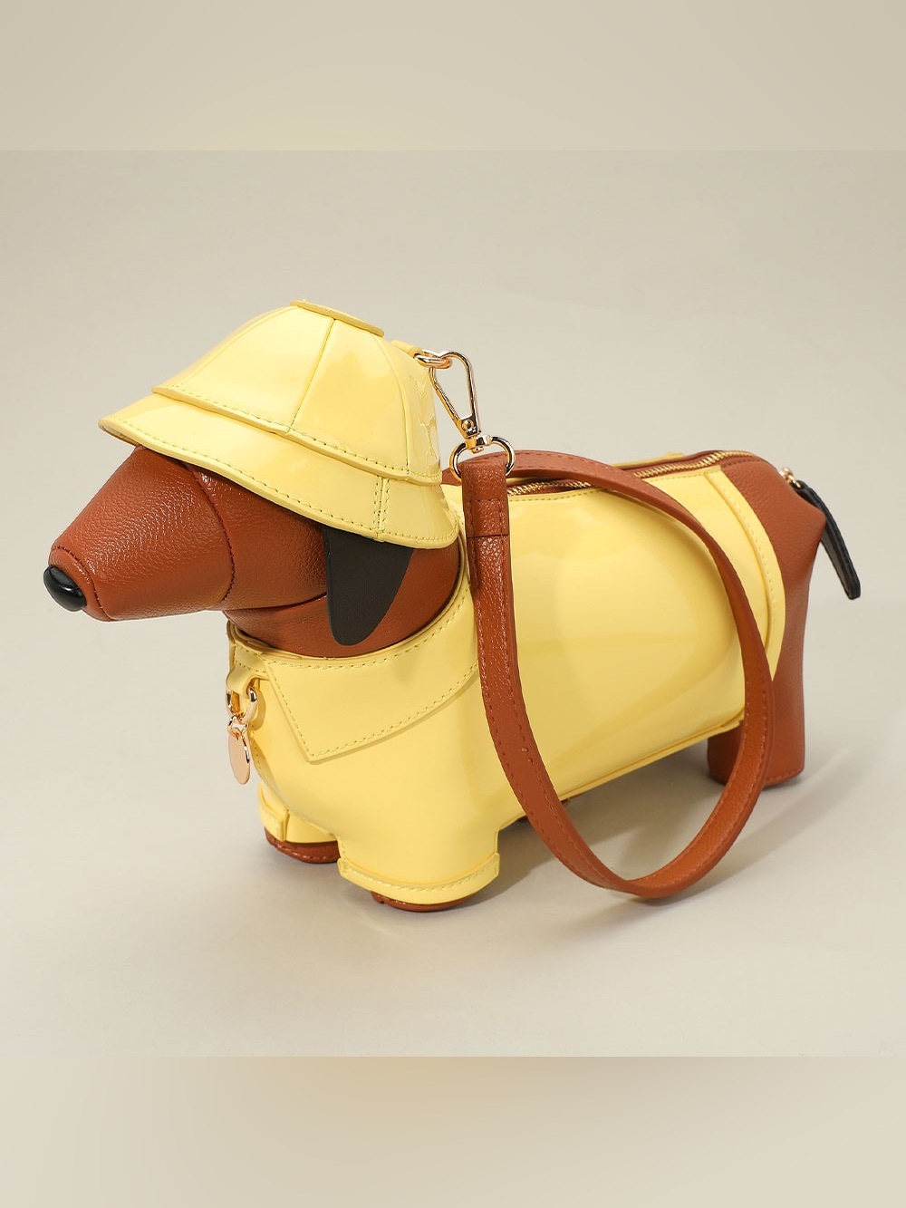 Faux Leather Raincoat Puppy Crossbody Bag